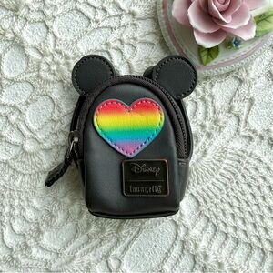 Disney Loungefly Mini Backpack Coin Purse Rainbow Heart Mickey Ears